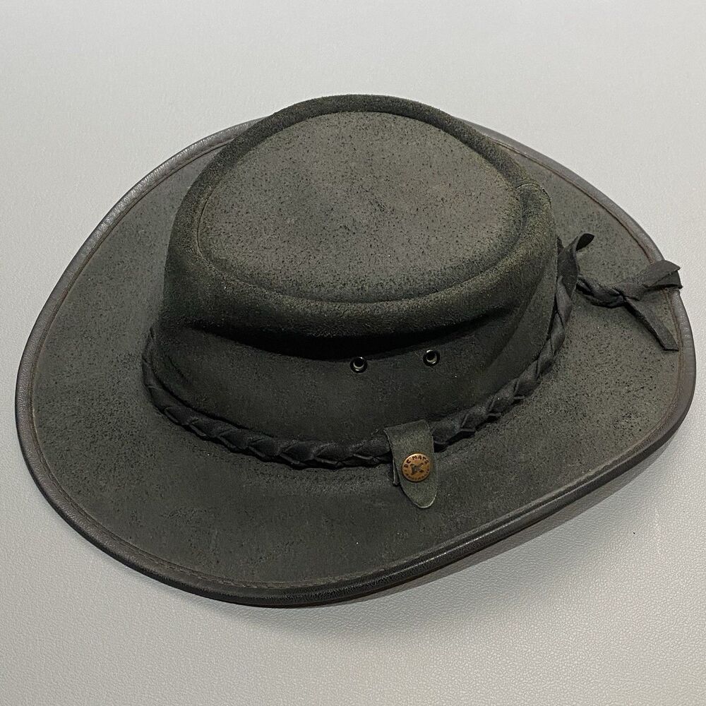 BC Hats Bill Conner Suede Leather Bac-Pac Traveller Hat Outback Size S Australia